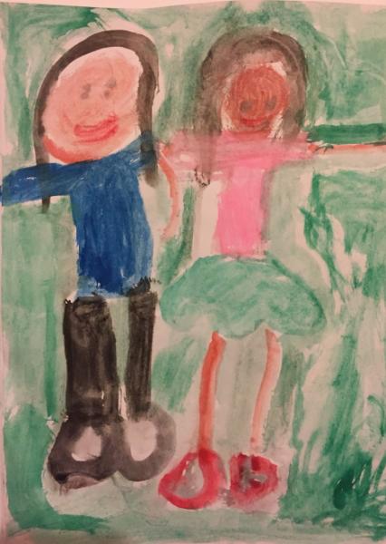 அம்மாவும் நானும்- முதல் தூரிகை நீர்வர்ண ஓவியம்