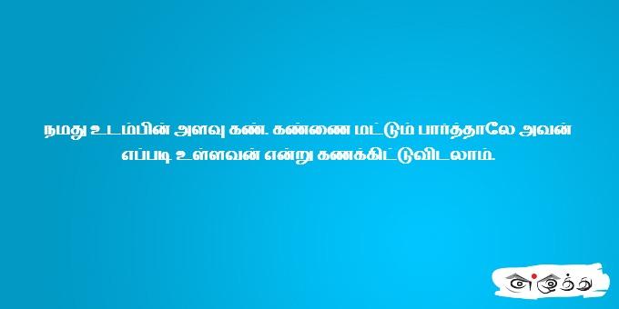 நமது உடம்பின் அளவு கண் கண்ணை