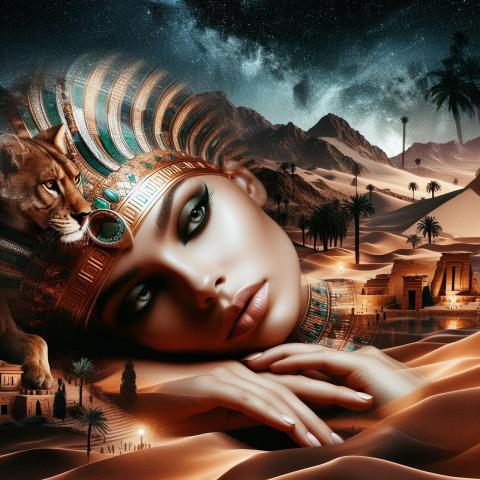 பாலைவனக் காற்றினில் சோலைக்குளிர்நீலப் பூம்பொழிலில் பெண்ணொருத்தி காதலின்